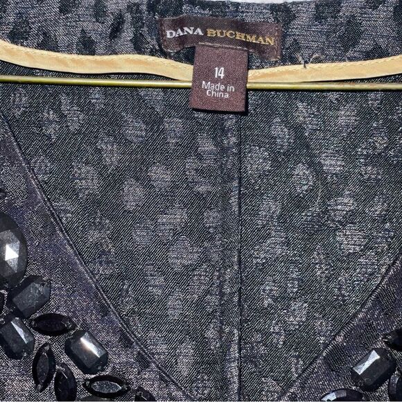 Dana Buchman Animal print dress size 14 black metallic cheetah leopard - Picture 2 of 4